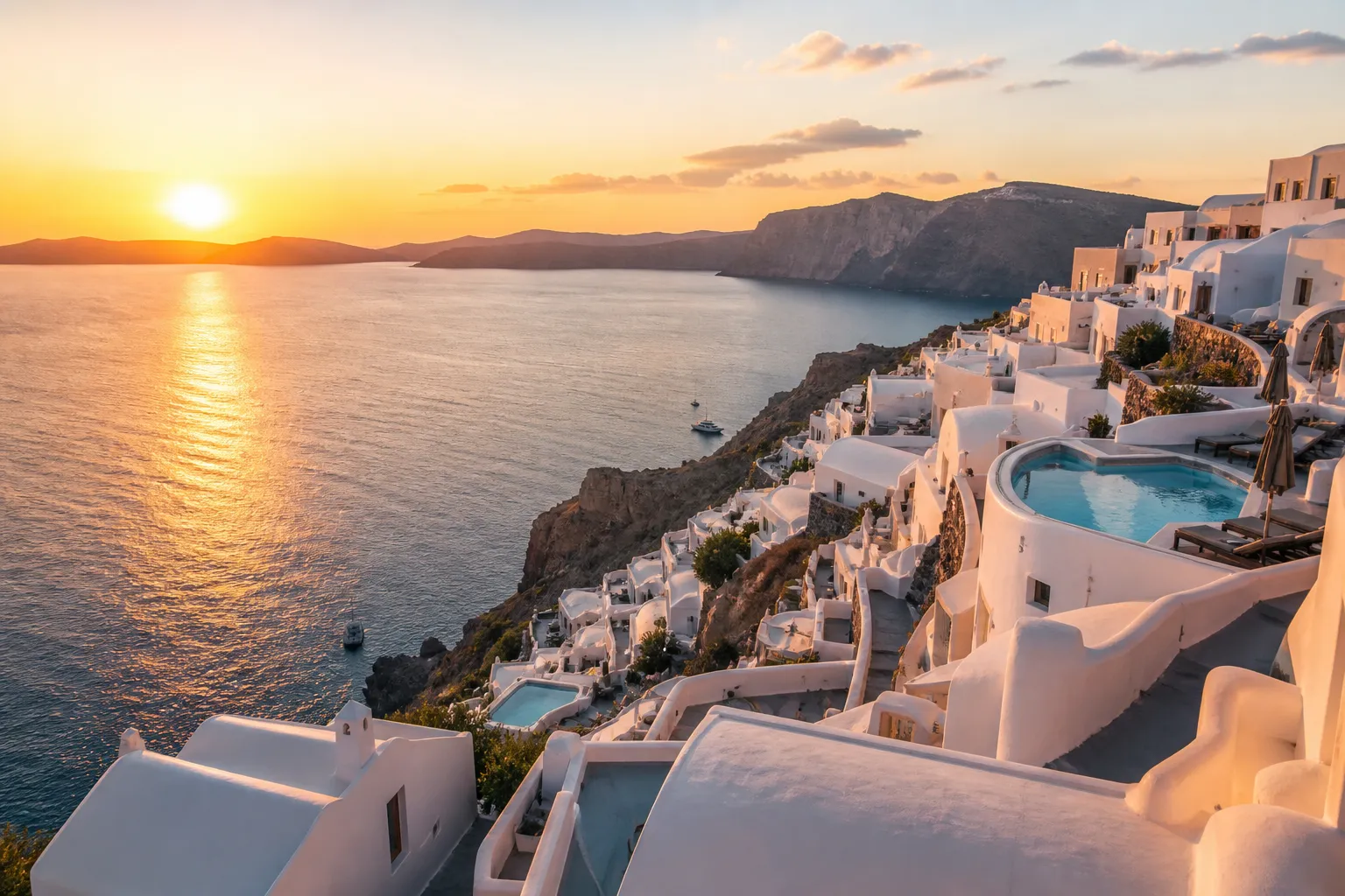 Santorini — Caldera sunsets and whitewashed cliffs